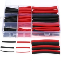 270pcs dual wall adhesive heat shrink tubing kit 31 heat shrinkable tube cable sleeve assortment 6 sizes black red