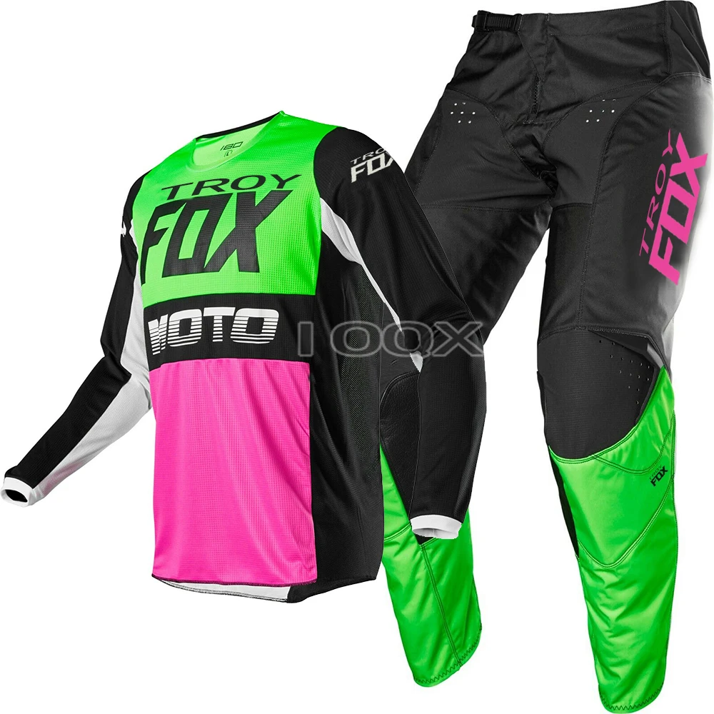

2020 Green Pink FYCE 180 Pant Jersey Racing Combo Riding Gear Combo Dirt Bike Mx Atv Off Road Kit