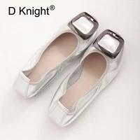 genuine leather crystal metal loafers ladies ballet flats women flats slip on flat shoes candy color woman boat shoes size 34 43