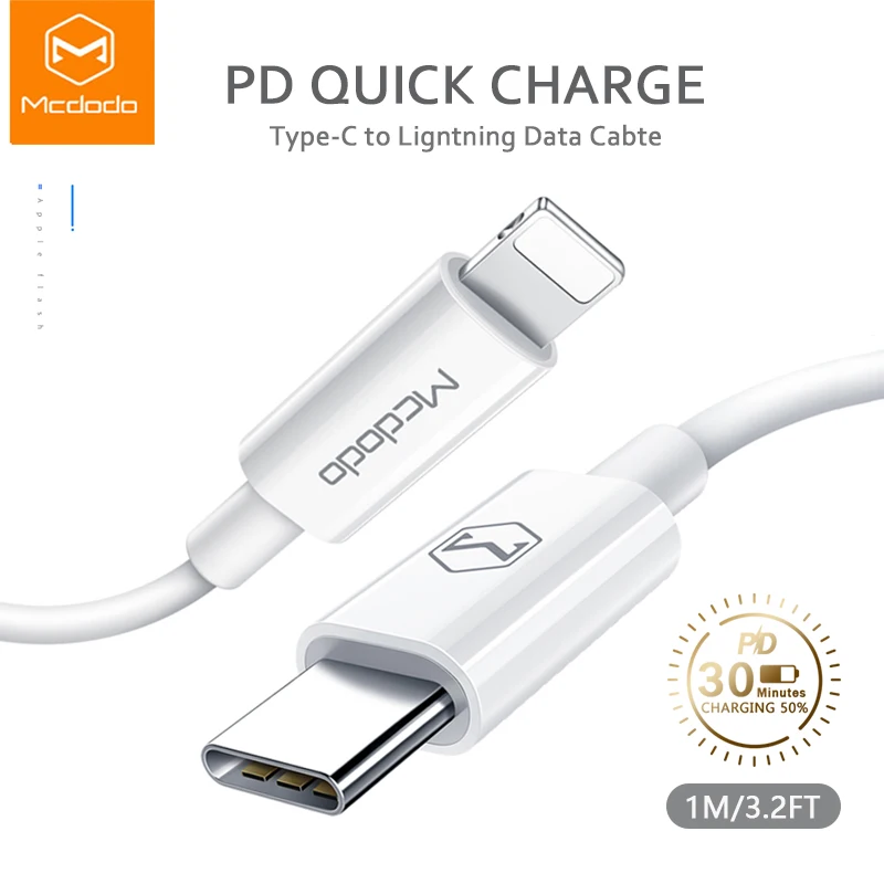 USB кабель Mcdodo 30 Вт PD для iPhone 11 12 Pro XS Max XR быстрое зарядное устройство Type C передачи