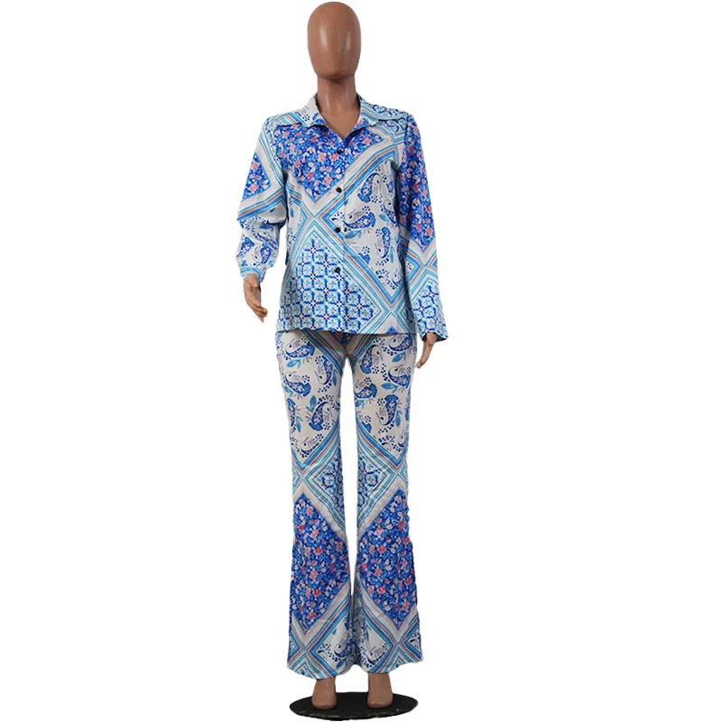 Женский зимний комплект из 2 предметов рубашка с длинным рукавом и цветочным
