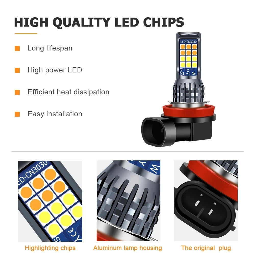 Лампа светодиодный ная Автомобильная H8 H11 противотуманные фары 9006 HB4 6000K 12 В 24