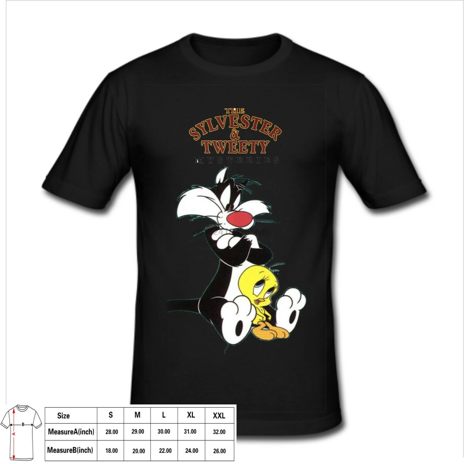 Футболка для мужчин-анимационное телевидение The Sylvester Tweety загадки |