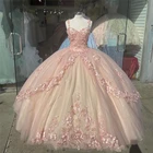 Розовое блестящее платье для выпускного вечера, бальное платье с открытыми плечами и блестками, Тюлевое милое платье для вечевечерние НКИ 15 16, платье для праздника, для взрослых