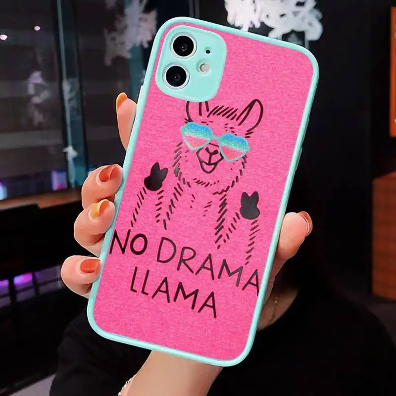 

lama Llama Animals Phone Case For iPhone 12 11 Mini Pro XR XS Max 7 8 Plus X Matte transparent blue Back Cover