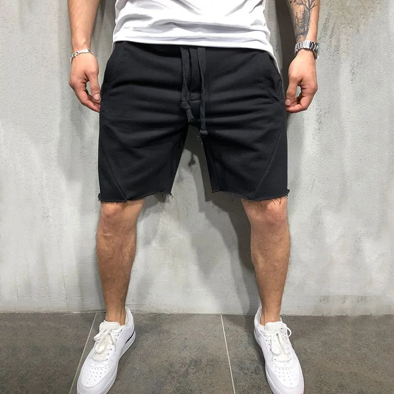 

Mens Knee-length Cotton Shorts With Elastic Drawstring Waist Men's Sweatshort With Side Pockets Summer Shorts Short Pants
