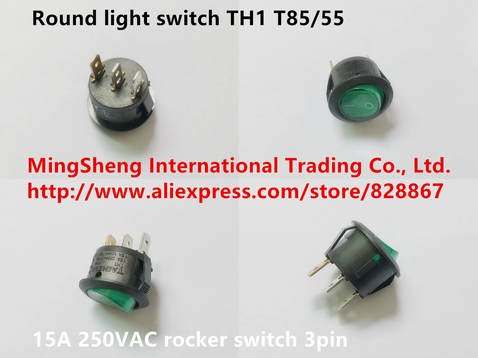 Оригинальный новый 100% круглый светильник TH1 T85/55 15A 250VAC rocker switch 3pin red