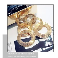 gold circle statement drop earrings for women silver color fashion dangle earings drop earring vintage jewelry femme 2020