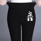 Зимние леггинсы с высокой талией, женские теплые брюки, леггинсы с принтом кошек, эластичные удобные теплые леггинсы из флиса