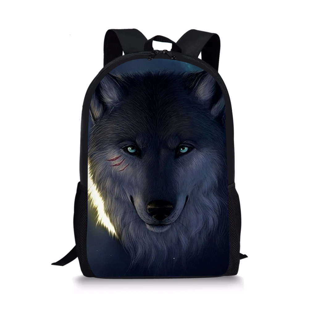 Fashion Children's School Backpack Cool Wolf Prints Pattern Kids School Book Bags Fantasy Animal Painting Travel Backpack