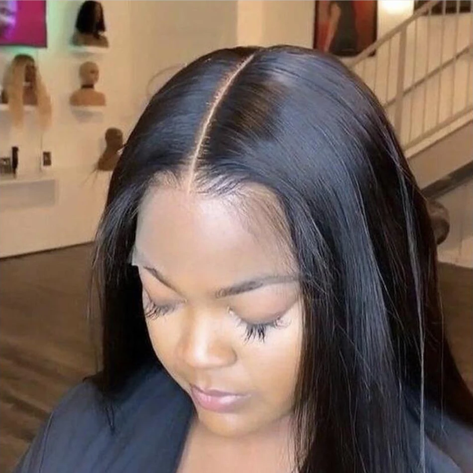 6X6 Кружева Закрытие Прямо мелодичный бразильский Реми парики из натуральных