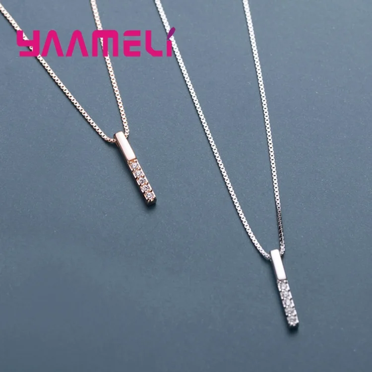 New Trendy 925 Sterling Silver Necklace Square Cubic Zirconia Pendant Necklace Simple Fashion Jewelry Supplies bff infinity necklace 925 sterling silver aaa cubic zirconia cyrstal necklace always best friend sister forever gift p6093b