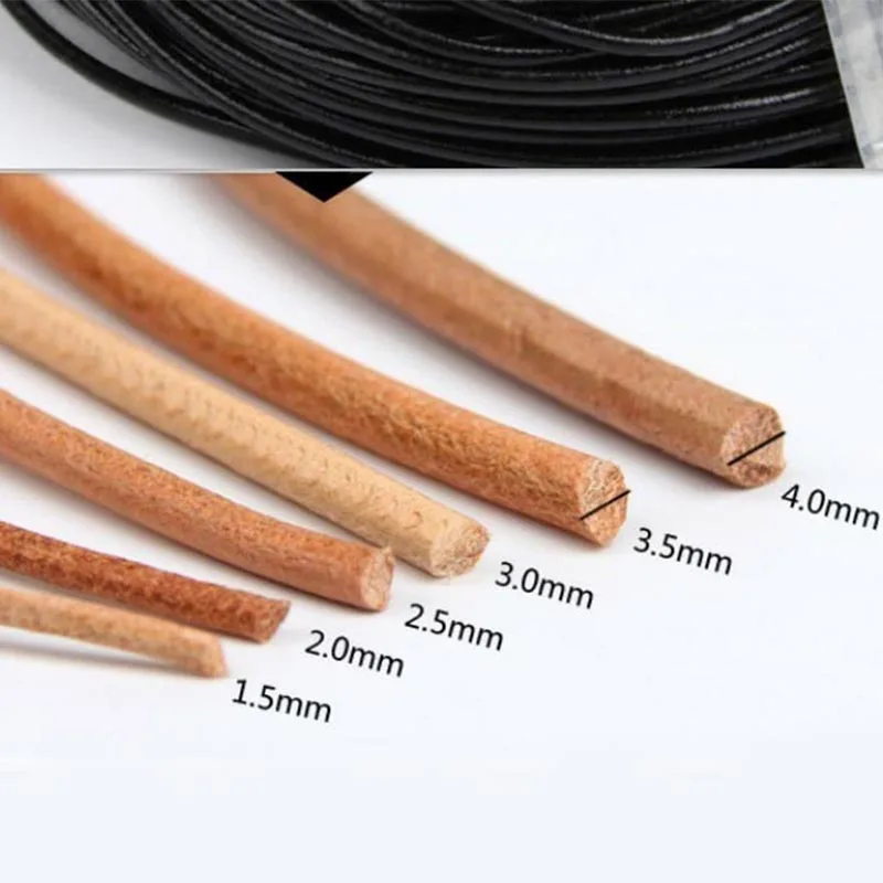 5Meters 3mm 4mm 5mm Natural Round Leather Rope Cords Bracelet Findings Necklace Making Braided String Craft Ropes DIY CD106 |