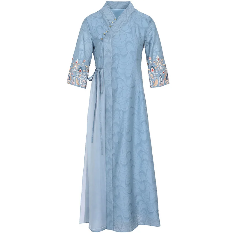 

Main promotion of 2021 new women's Tiansi Cotton Embroidered Tea dress improved Hanfu