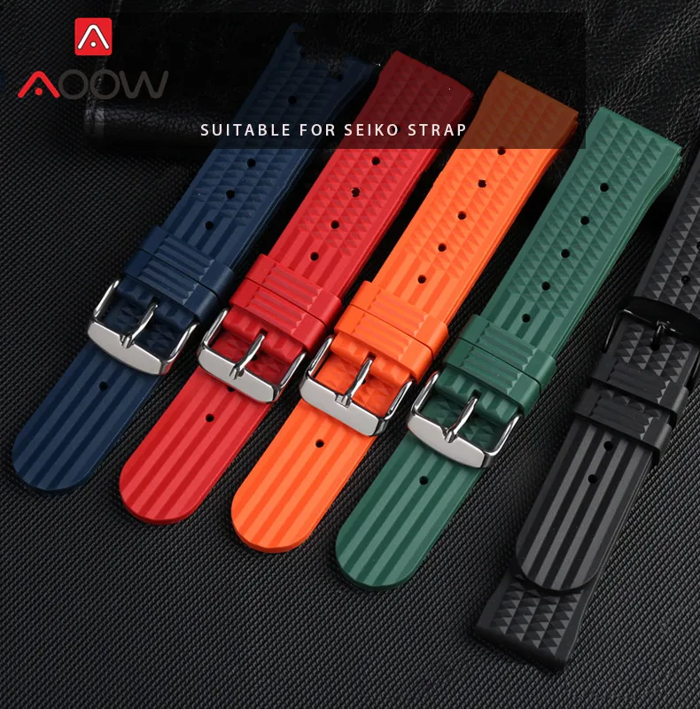 

Ремешок силиконовый для мужских наручных часов, спортивный водонепроницаемый сменный Браслет для дайвинга Seiko 007, Зеленый Синий, 20 мм 22 мм