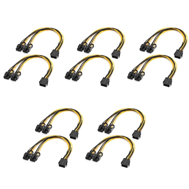 

10 шт./лот CPU 8P Female к Dual 8Pin 6 + 2P Male, графическая видеокарта Miner, удлинитель питания, шнур, 18AWG провод