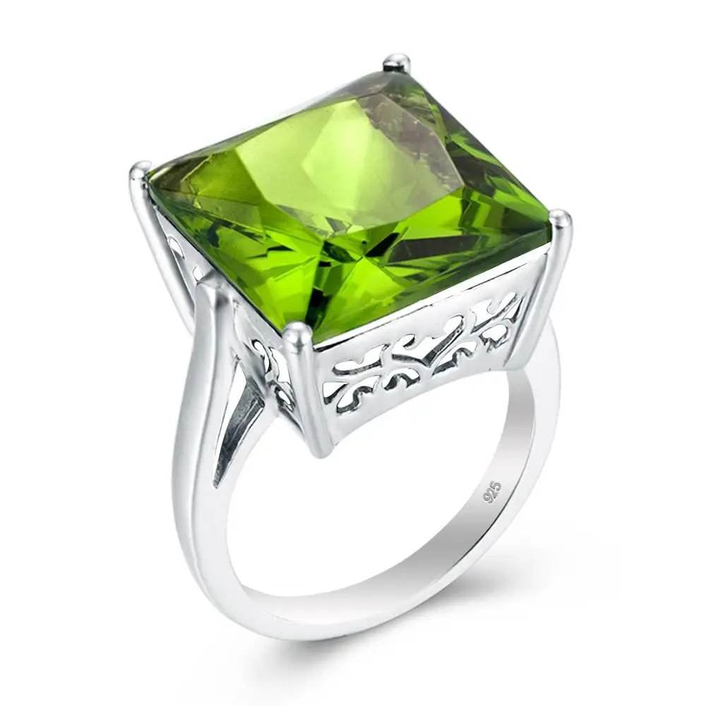 

Szjinao Wedding Women's Ring Natural Peridot Green Gemstone 925 Sterling Silver Band Tail Rings Elegant Fine Jewelry New Arrival