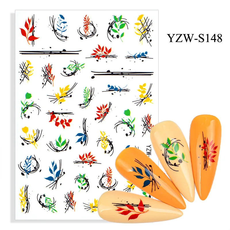 

3D Nail Sticker Olive Branch Leaf Slider Nails Art Decoration Wraps Decals Design Adhesive Manicure Tips Stickers Pegatina