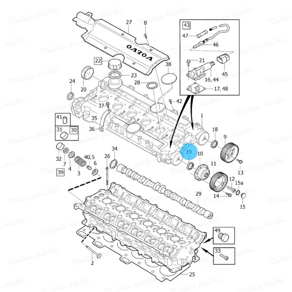 Двигатель автомобиля изменения фаз газораспределения S уплотнение