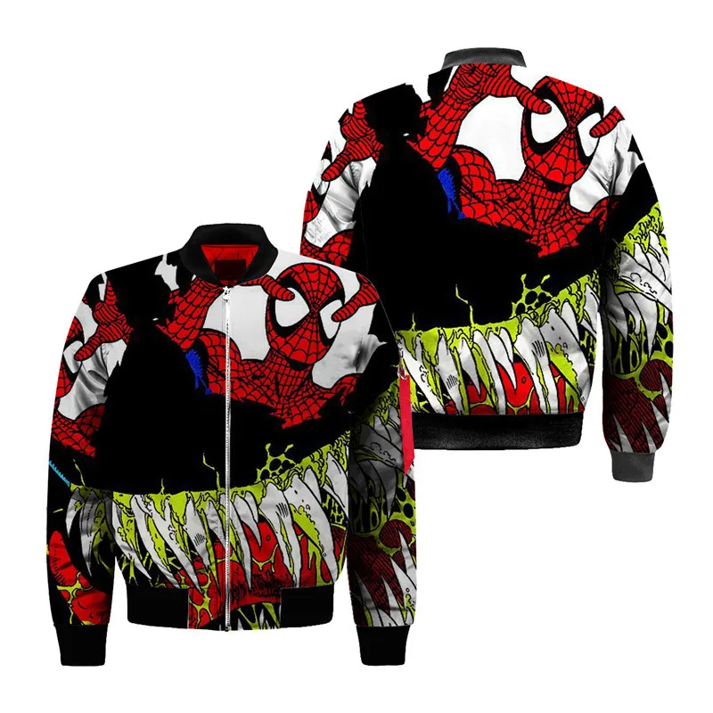 

Comics Hero Spider 3D Printed Bomber Jacket Men Zipper Flight Jacket Unisex Hip Hop Streetwear Autumn Winter Fashion Thick Coat