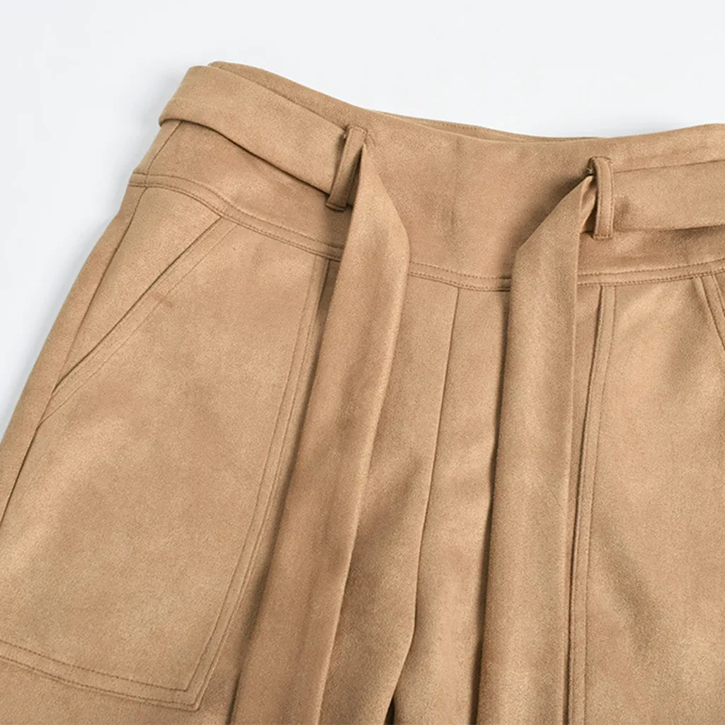 Женские штаны-шаровары с эластичной резинкой на талии одноцветные повседневные