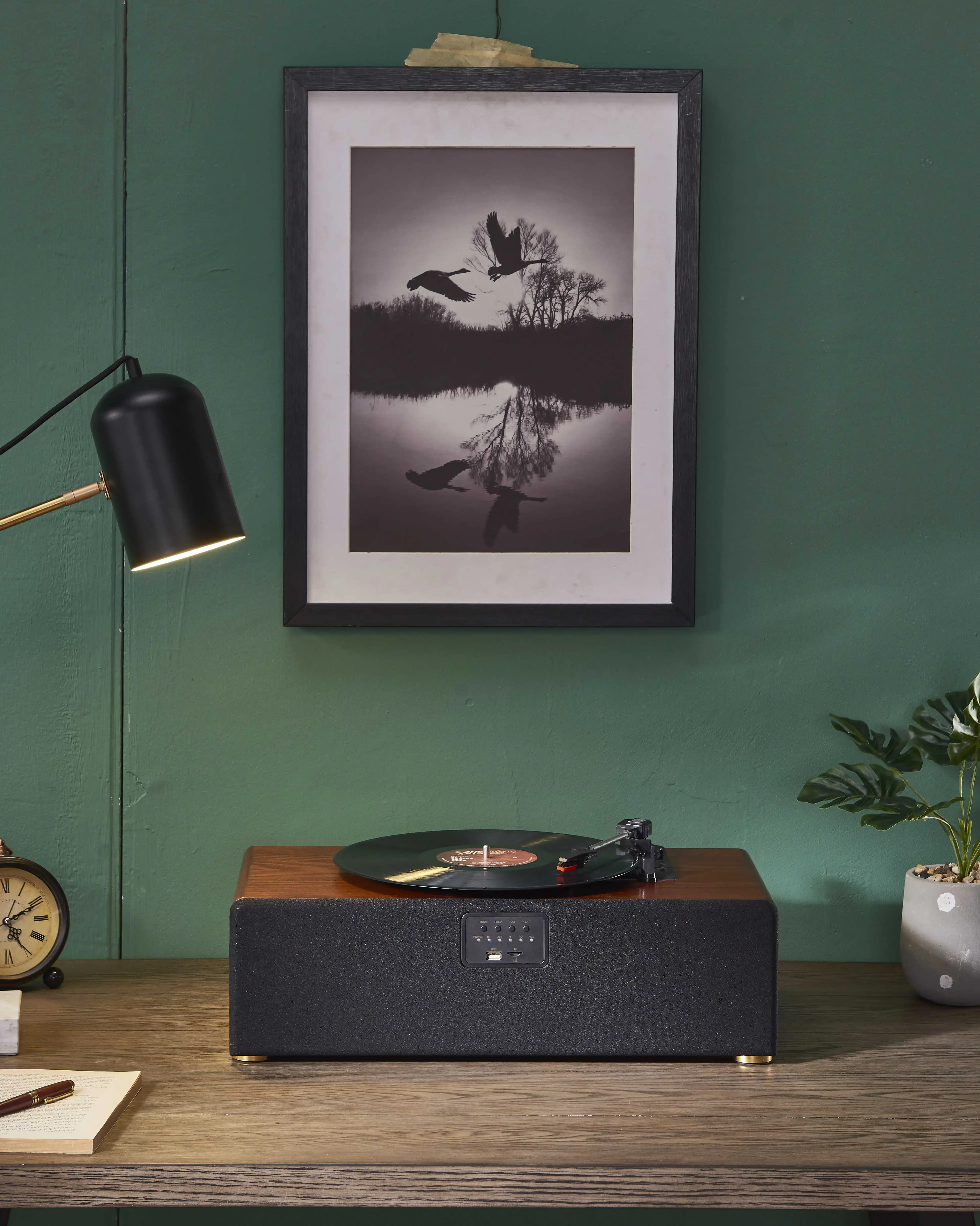 

3 Speed USB SD Blue wooden player Vinyl Record Gramophone Player Phonograph