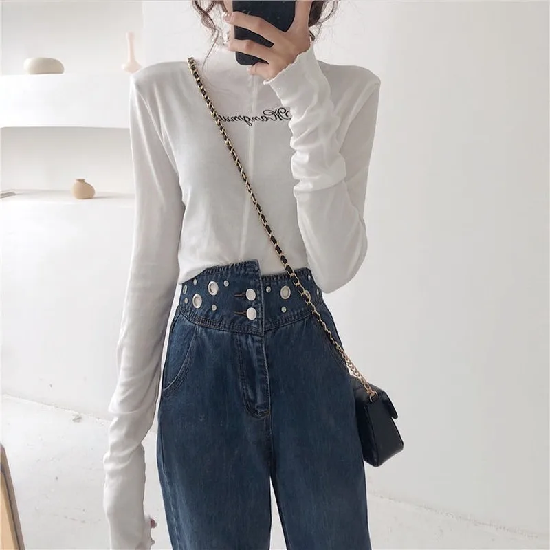 

High Waist Vintage New Jeans Women 2020 Summer Autumn Retro Design Harem Trousers for Womens Rivets Denim Solid Harajuku Street