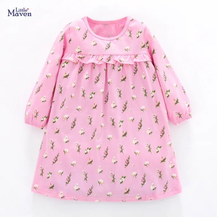 Платье детское осеннее хлопковое с цветочным принтом S0517 | Детская одежда и обувь