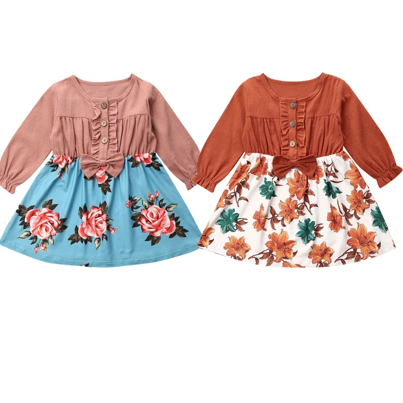 Детское демисезонное платье-пачка с длинным рукавом и бантом