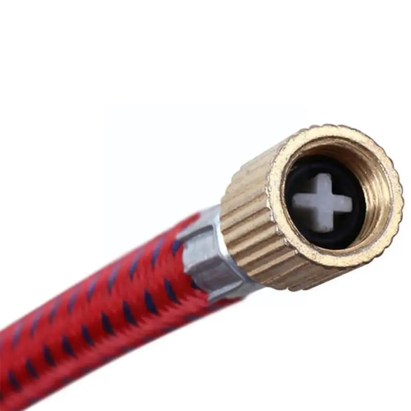 

1pc Portable Bicycle Bike Tire Hand Air Pump Inflator 60cm Hose Braided Tube 7mm Replacement L6z1