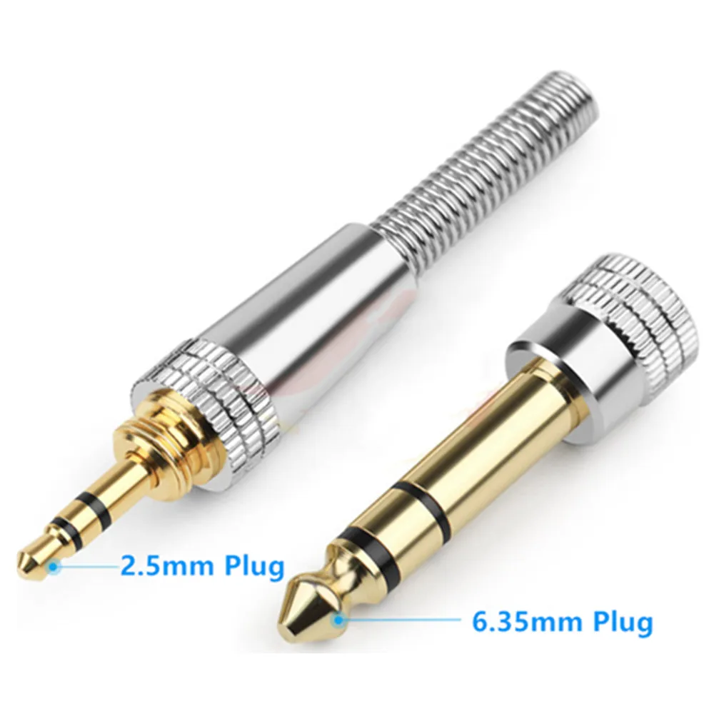 2-Piece Set Headphone Converter 6.5 6.35mm Male To 3.5mm Female Audio Jack With Lock Front Threaded Spring Earphone Adapter Plug