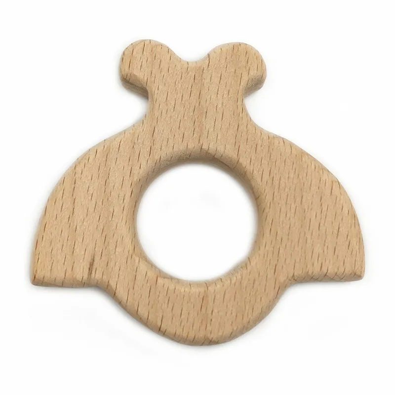 

New Organic Natural Handmade Ladybug Wooden Teether DIY Personalized Pendant Eco-Friendly Safe Baby Teether Toys Dental Care