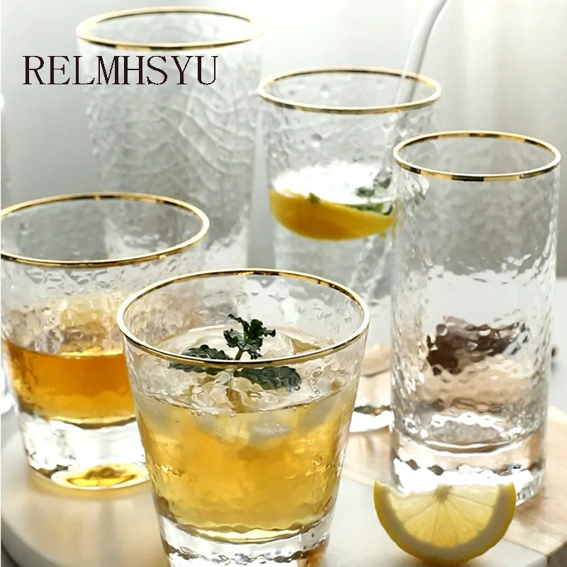 

1PC RELMHSYU Japanese Style Cup Beer Glass Hammer Pattern Juice Drink Cup Restaurant Household