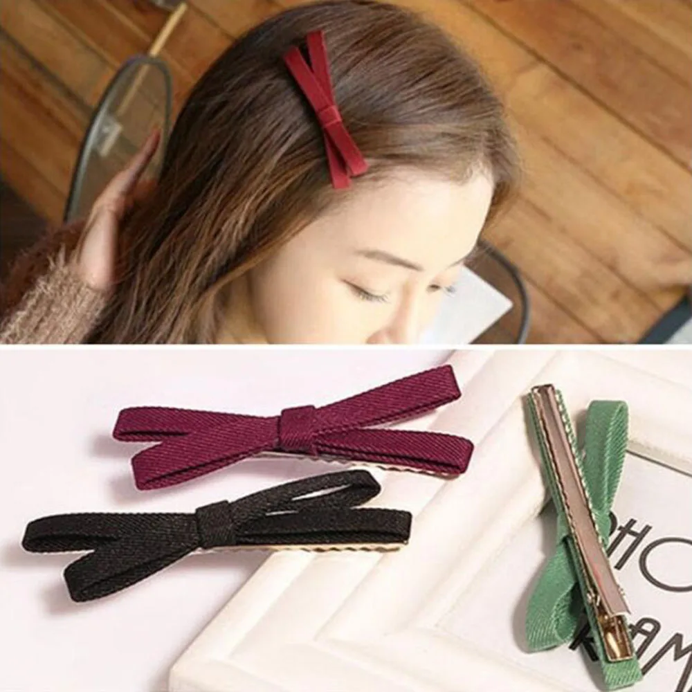 

Fashion Simple bowknot Hairclips bow cross Ribbon Barrettes Women Girls Hairpins Female Hairgrips Headwear Hair Accessories