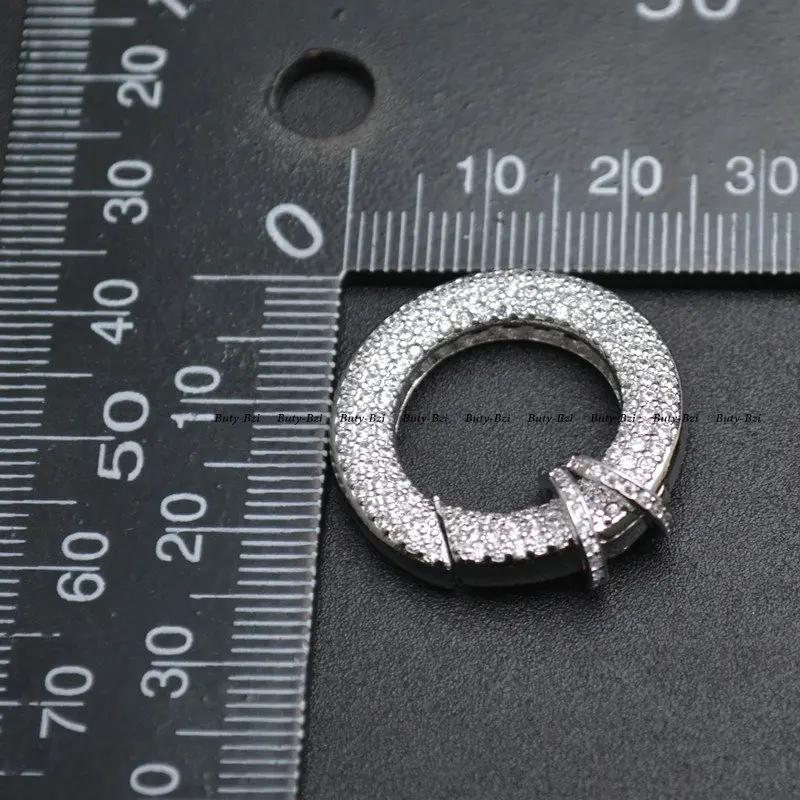 Бусины из никеля с покрытием фианита круглые Пружинные Застежки DIY коннектор для