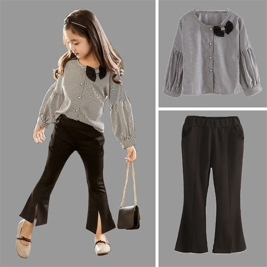 2020 для маленьких девочек Комплекты одежды в клетку с длинными рукавами футболки +