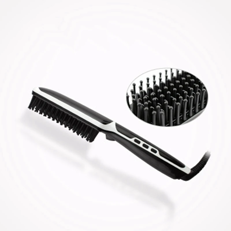

US Plug Ionic Hair Straightener Brush, BHY Hair Straightening Brush with Negative Ion, 30S Fast Heat Up, LCD Display