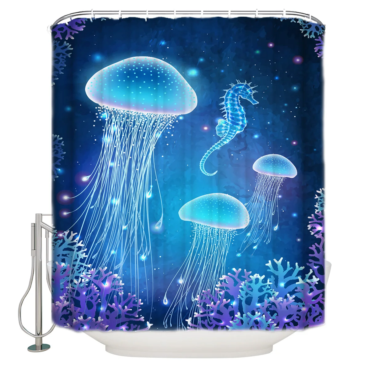 Синяя Медуза гиппокамп занавеска для душа водонепроницаемая ванной из