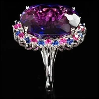 2021 france fashion women luxury inlay rhinestone ring exquisite oval purple crystal ring charm lady wedding anniversary jewelry