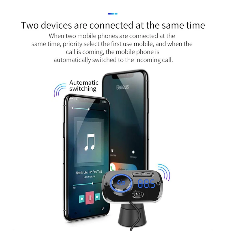 SRUIK автомобильный fm-передатчик Bluetooth 5,0 FM модулятор USB Автомобильное зарядное устройство комплект громкой связи музыкальный плеер ночное видение светодиодный светильник