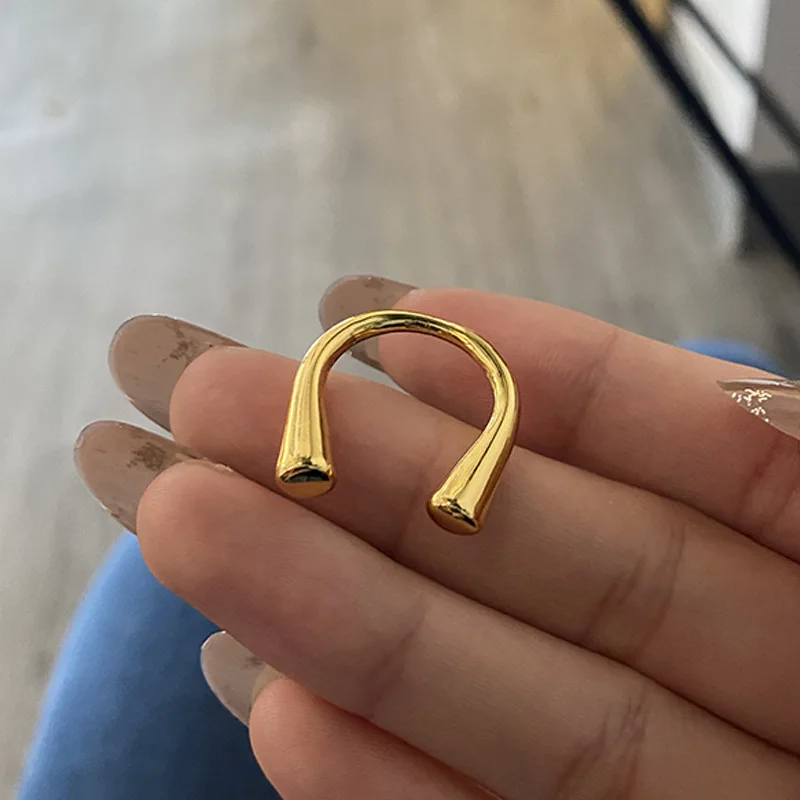 

VENTFILLE Gold Color Ring for Women Girl Temperament Niche Design Sense U-shaped Metal Opening Adjustment Jewelry Dropshipping