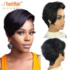 Парик с вырезами фея, парики из прозрачных человеческих волос на сетке для женщин, парик с боковой частью, короткие парики боб, дешевые безклеевые парики естественного цвета