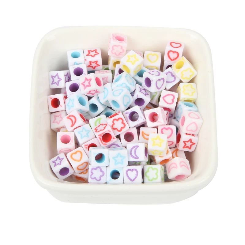 Квадратные акриловые бусины в форме звезды и Луны 200 шт. 6 мм для ювелирных