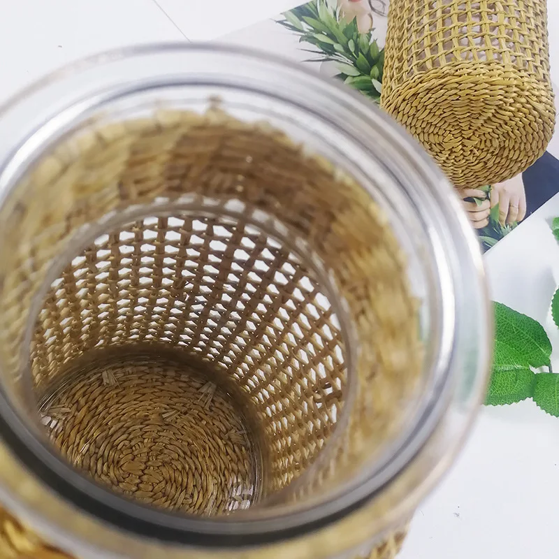 Соломенная стеклянная ваза для цветов японский цветочный горшок в скандинавском