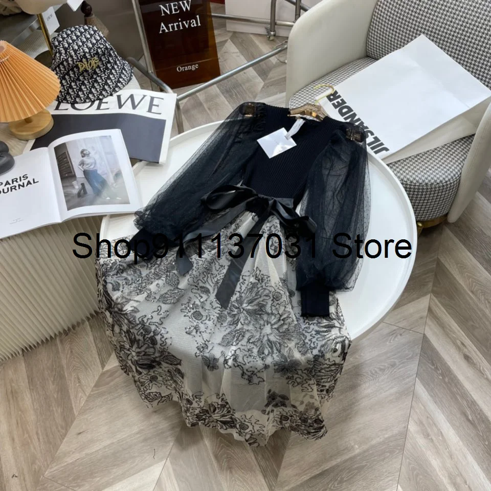 

2021 early autumn new women's mesh stitched embroidery dress fashionable girl