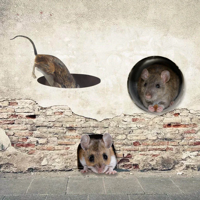 Baby mouse hole and Mousehole Wall Stickers Decals Funny Door Modern Design for Kids Nursery Room Decoration | Дом и сад