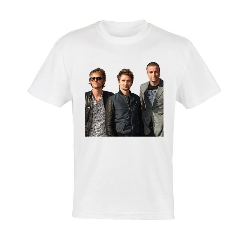 Luslos New Muse T Shirt White Color Women Short Sleeve Fashion Band Music Logo T-shirt Tops Graphic Tee Unisex Rock t shirt | Женская
