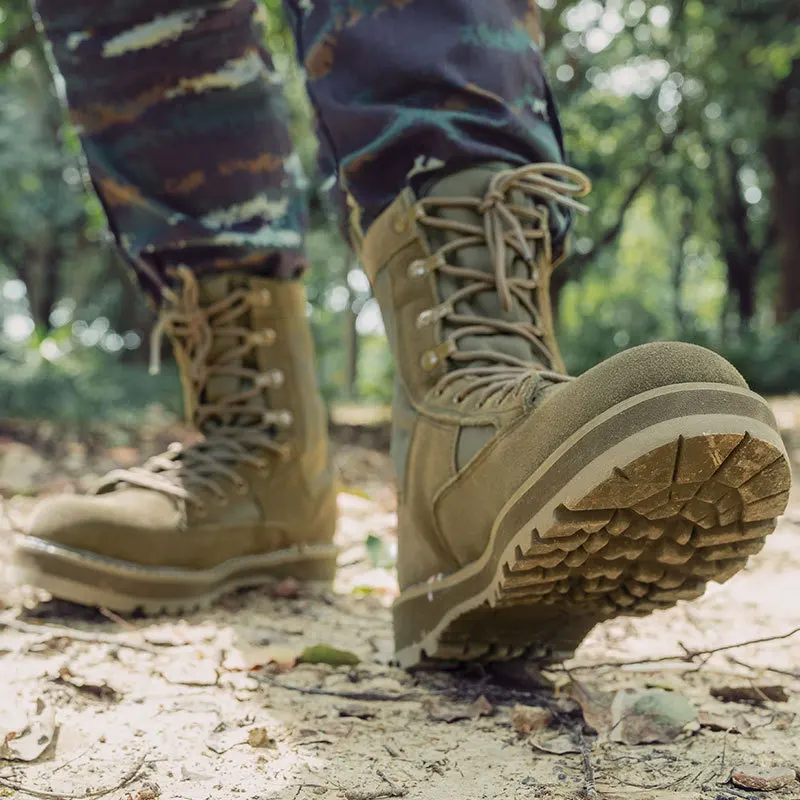 Murah Sepatu Bot Militer Taktis Padang Pasir Latihan Pria Luar Ruangan Sepatu Bot Pergelangan Kaki Antilicin Hiking Gunung Pria Sepatu Kulit Antiselip