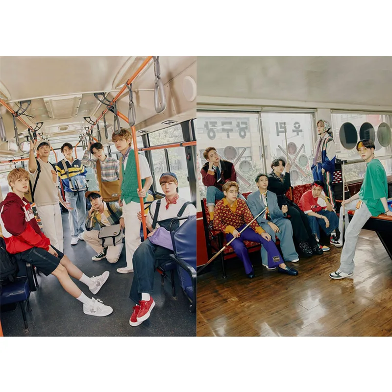 

Оптовая продажа 2 шт./компл. Kpop 2021 сезоны приветствия Bangtan Boys Новый фотоальбом HD постер стены наклейки для фанатов подарки клейкая наклейка