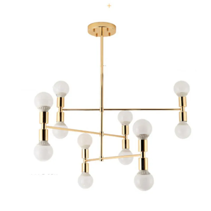 

Vintage Chandelier LED Indoor Lamp Iron Gold Metal Bar Coffee Shop Modern Dining Ceiling Decoretion Lighting Fixture AC110-265V